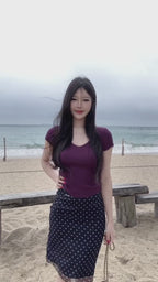 大人気 韓国風 V ネック サマーニット 半袖トップス