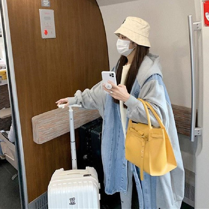 デニム切り替えゆったり着痩せ効果長袖カジュアルコーデしやすいカジュアルアウター