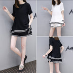 【お得】フリル裾半袖Ｔシャツ＆ショートパンツセットアップ日常家着