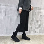 秋冬無地カジュアル合わせやすいラシャ着痩せハイウエストパンツ