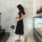 無地半袖Ｔシャツ＆Aラインスカートシンプルセットアップデートコーデ