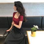 無地半袖Ｔシャツ＆Aラインスカートシンプルセットアップデートコーデ