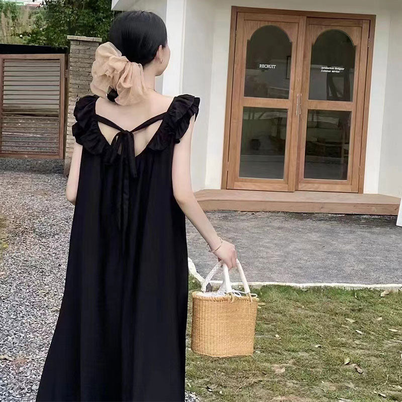 フレア裾ノースリーブオールインワンガウチョパンツスカンツ