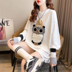 フクロウプリントかわいい長袖Ｔシャツトップス