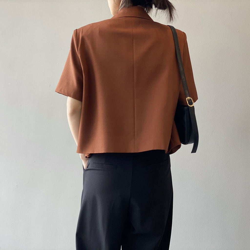 3カラー半袖ブレザーショートタイプ薄ブレザー春夏コーデアウター