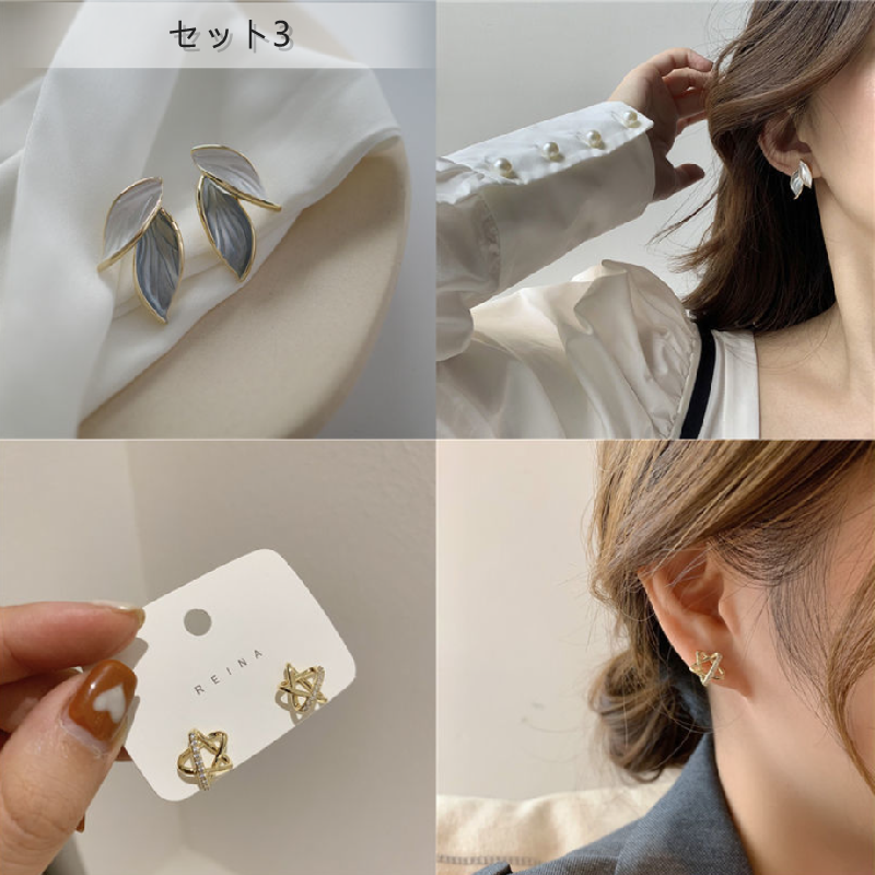 葉柄ピアスとその他ピアス2点セットイヤリング