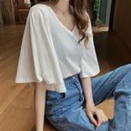 【お得】フレア裾半袖無地Tシャツトップス