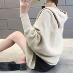 女子力アップエレガント無地気質コーデしやすいバットシャツニットアウター