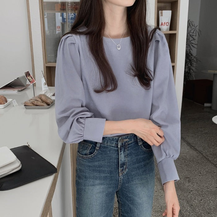 無地シンプルシフォンシャツトップス