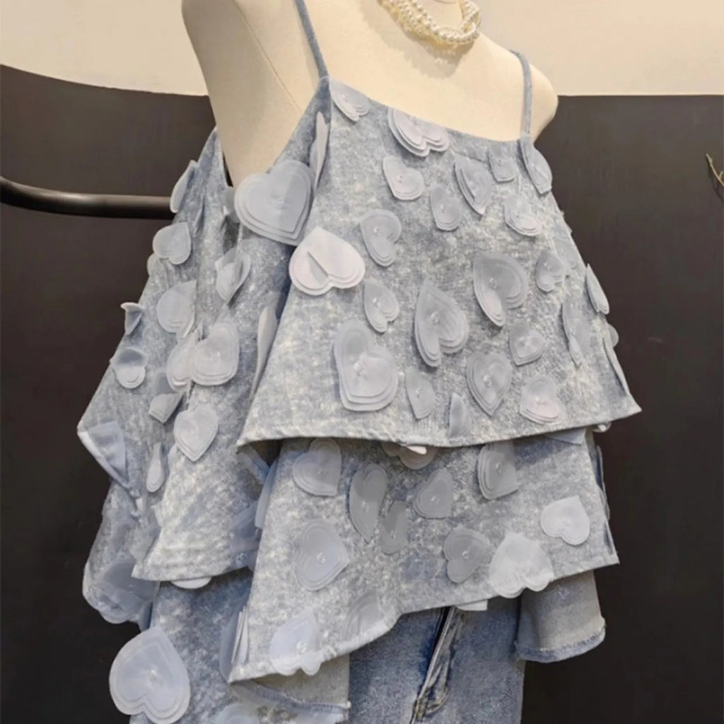 ハート星プリントキャミソールトップスけだるい風