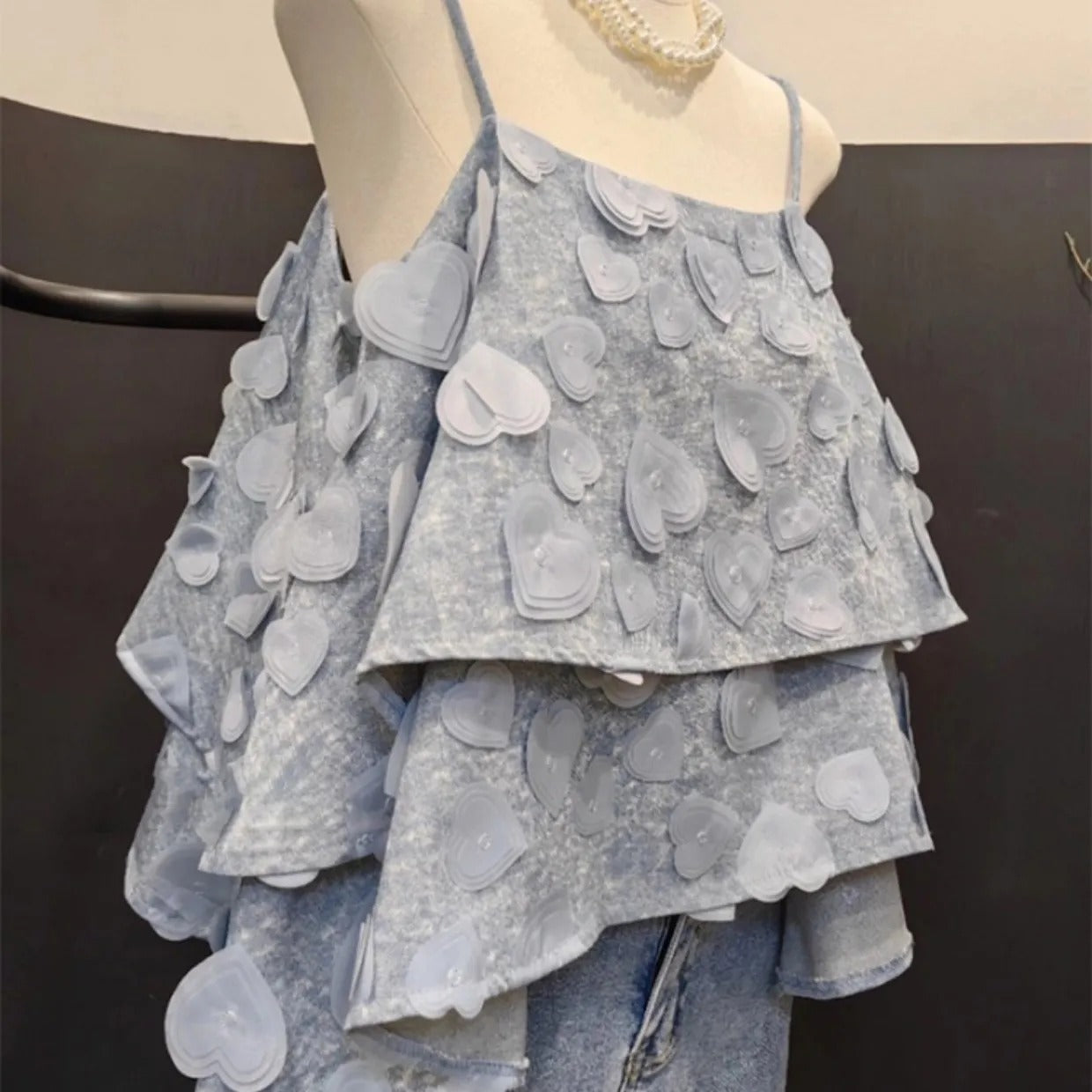 ハート星プリントキャミソールトップスけだるい風
