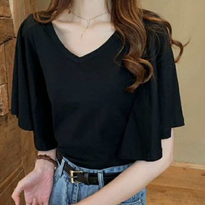 【お得】フレア裾半袖無地Tシャツトップス