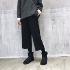 秋冬無地カジュアル合わせやすいラシャ着痩せハイウエストパンツ
