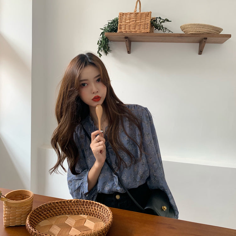 花柄小柄シースルーシャツ・ブラウス