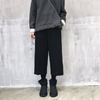 秋冬無地カジュアル合わせやすいラシャ着痩せハイウエストパンツ