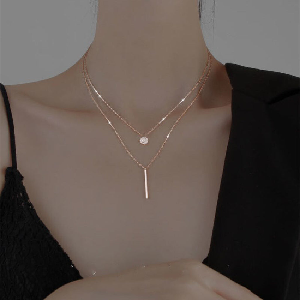 幾何ダブルネックレスシンプルアクセサリー