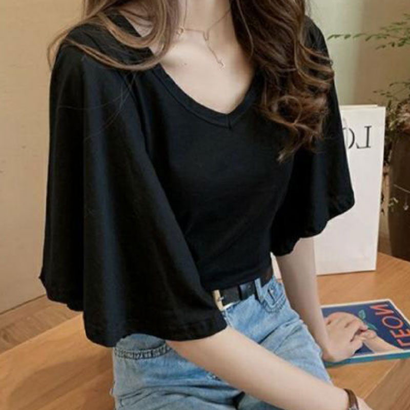 【お得】フレア裾半袖無地Tシャツトップス