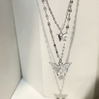 蝶ダブルネックレスシンプルアクセサリー