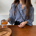 花柄小柄シースルーシャツ・ブラウス