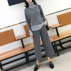 秋冬カジュアル無地ハイウエスト着痩せゆるリラックスラシャパンツ