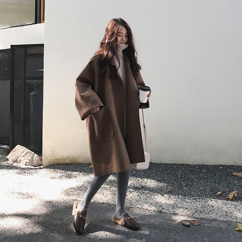2COLORS秋冬キャンパス韓国風合わせやすいゆるリラックスラシャコート