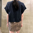 不規則フレンチ袖無地Tシャツリボンコーデしやすいトップス