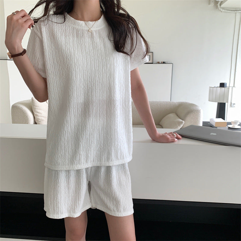 ドレープ半袖Tシャツ＆ショートパンツ家着リゾートセットアップ