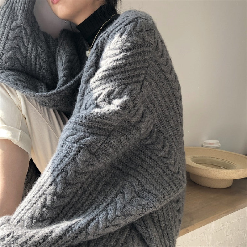 4COLORSレトロ秋冬厚手ゆるリラックス合わせやすいニットアウター