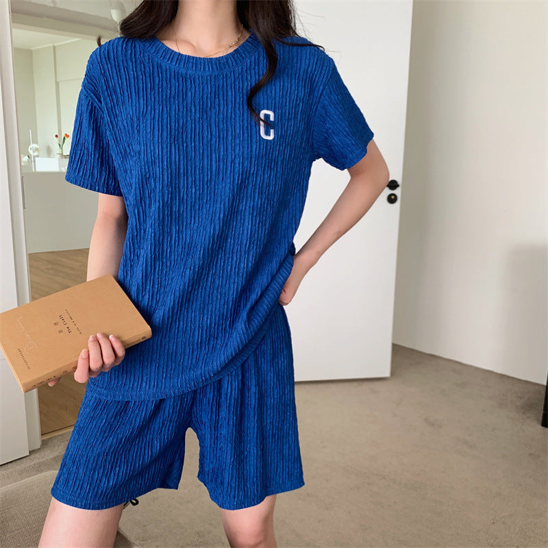 ドレープ半袖Tシャツ＆ショートパンツ家着リゾートセットアップ