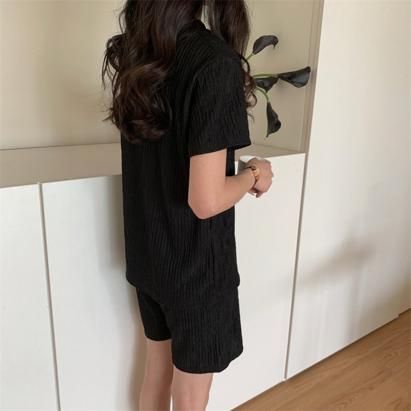 ドレープ半袖Tシャツ＆ショートパンツ家着リゾートセットアップ