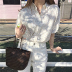 小花柄半袖ブラウストップス