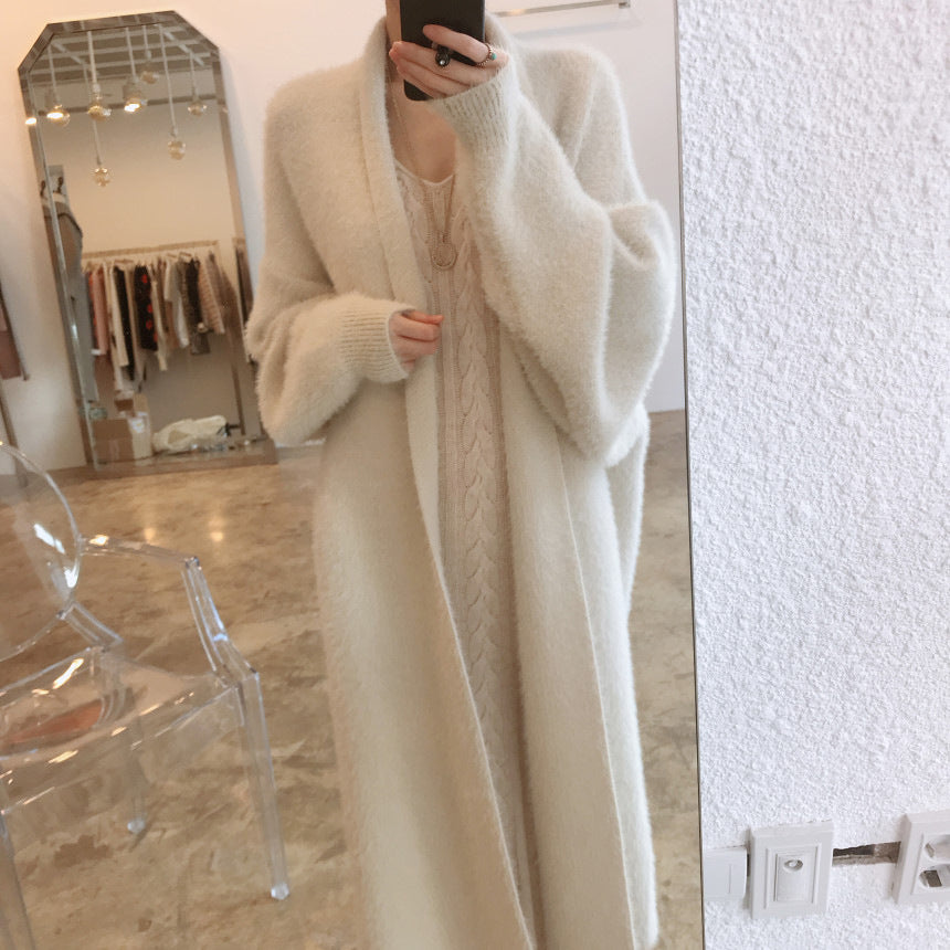ふわふわシンプルコーデカーディガンロング丈アウターやさしい