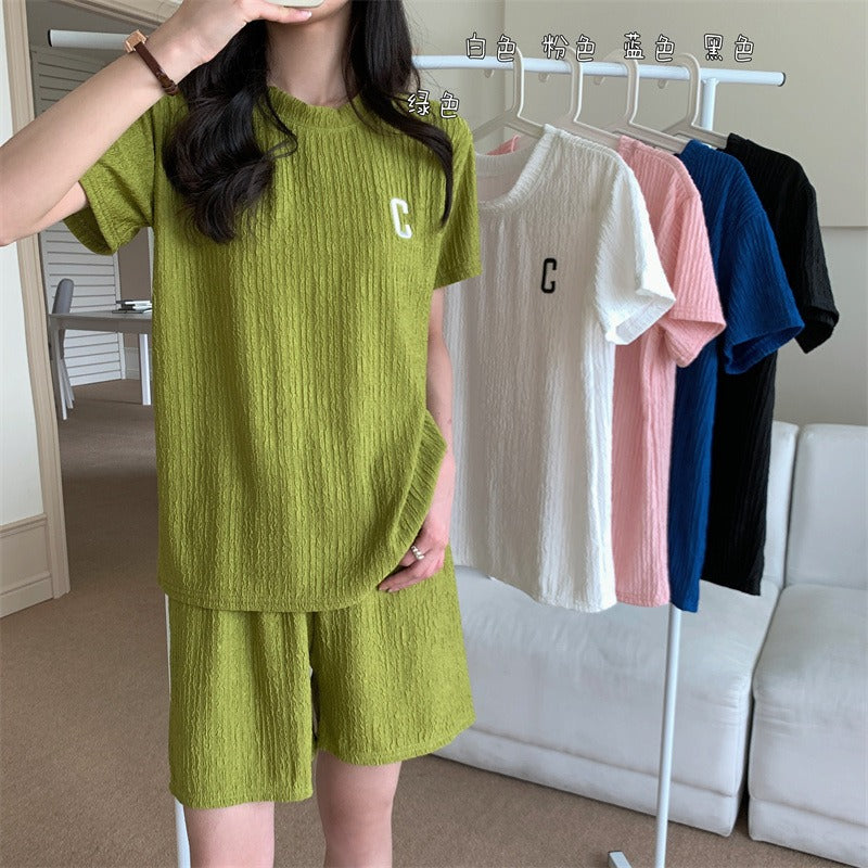 ドレープ半袖Tシャツ＆ショートパンツ家着リゾートセットアップ