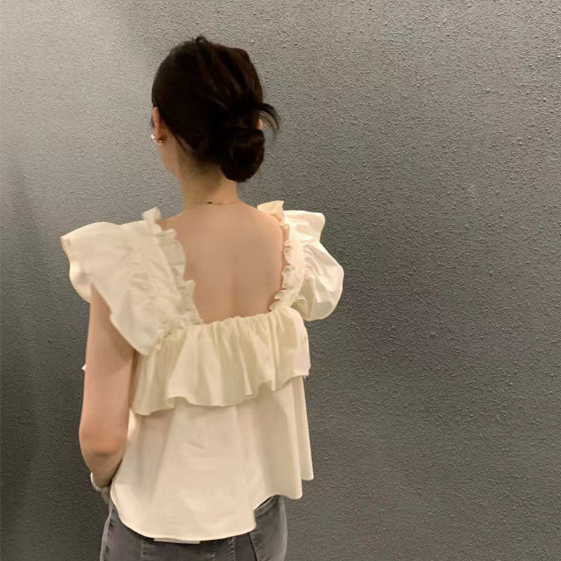 フレア裾ベストトップス大人かわいい