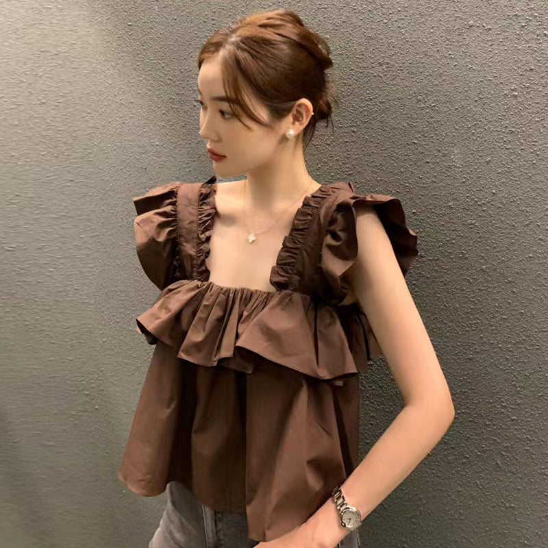 フレア裾ベストトップス大人かわいい