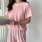ドレープ半袖Tシャツ＆ショートパンツ家着リゾートセットアップ