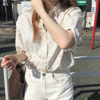 小花柄半袖ブラウストップス