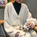 5カラー手触り良く暖かい無地シンプルⅤネックニットアウター