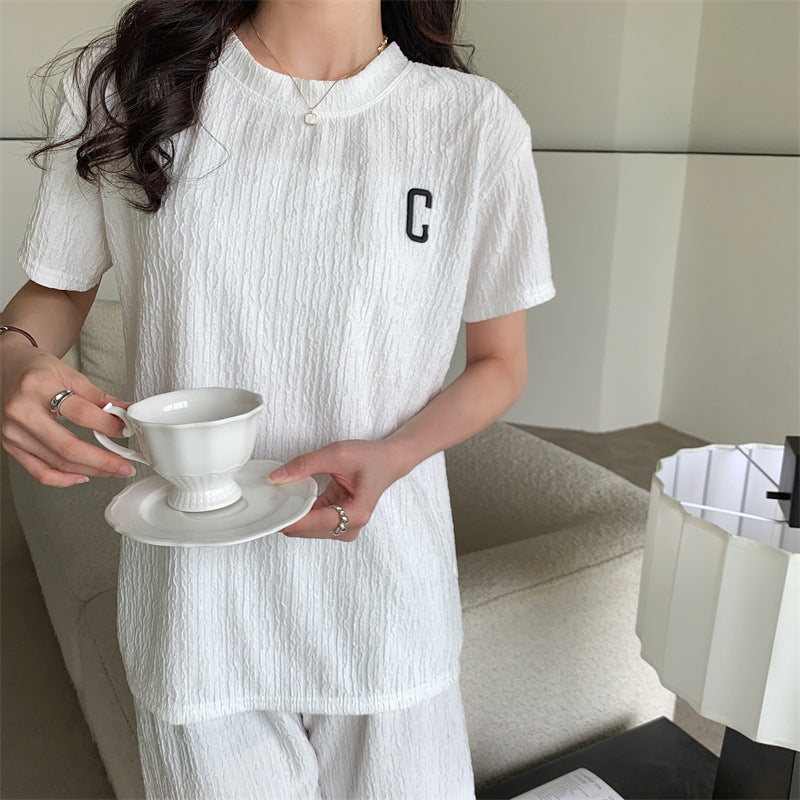 ドレープ半袖Tシャツ＆ショートパンツ家着リゾートセットアップ