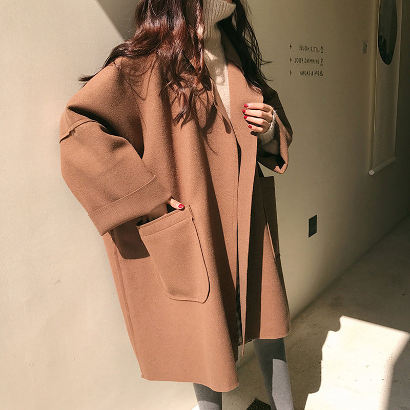 2COLORS秋冬キャンパス韓国風合わせやすいゆるリラックスラシャコート