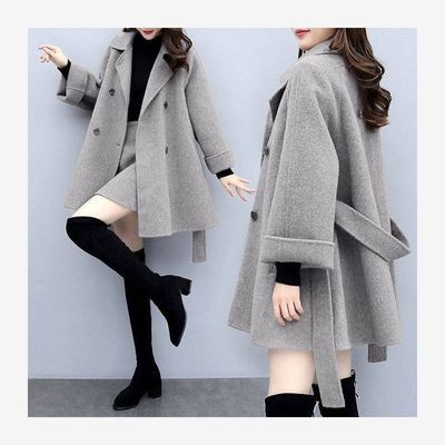 6COLORS秋冬合わせやすいゆるリラックスラシャコート＆スカートセットアップ