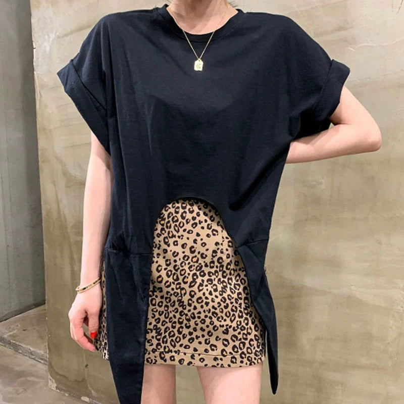 不規則フレンチ袖無地Tシャツリボンコーデしやすいトップス