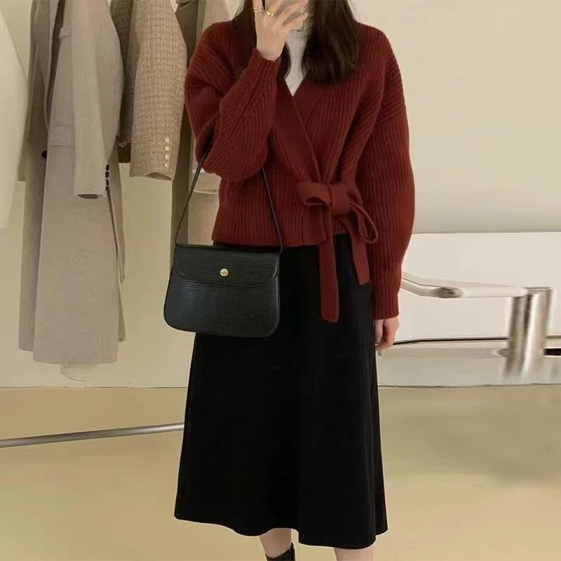 7カラーカシュクールデザインニットセータートップス