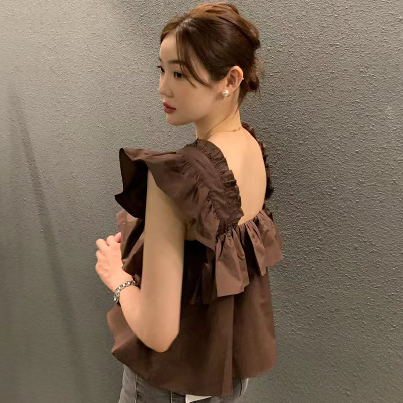 フレア裾ベストトップス大人かわいい
