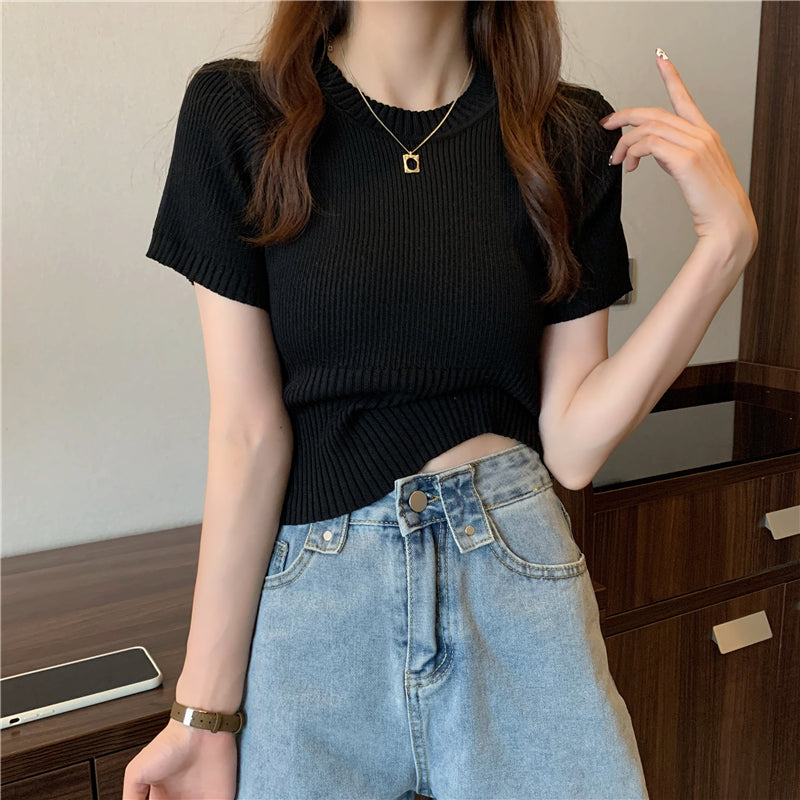人気沸騰ファッションニット無地気質Ｔシャツ・ブラウス