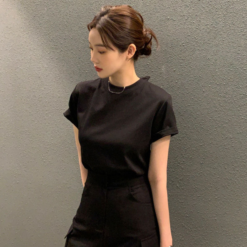 後ろ開きリボンデザイン半袖Tシャツトップス