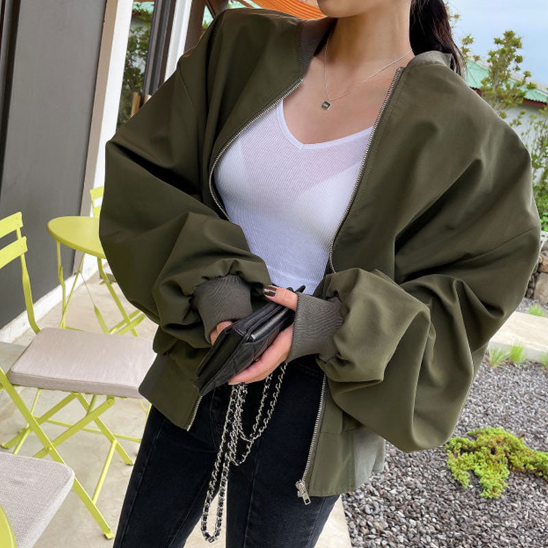 オーバーサイズジャケットシンプルけだるい風アウター