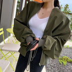 オーバーサイズジャケットシンプルけだるい風アウター