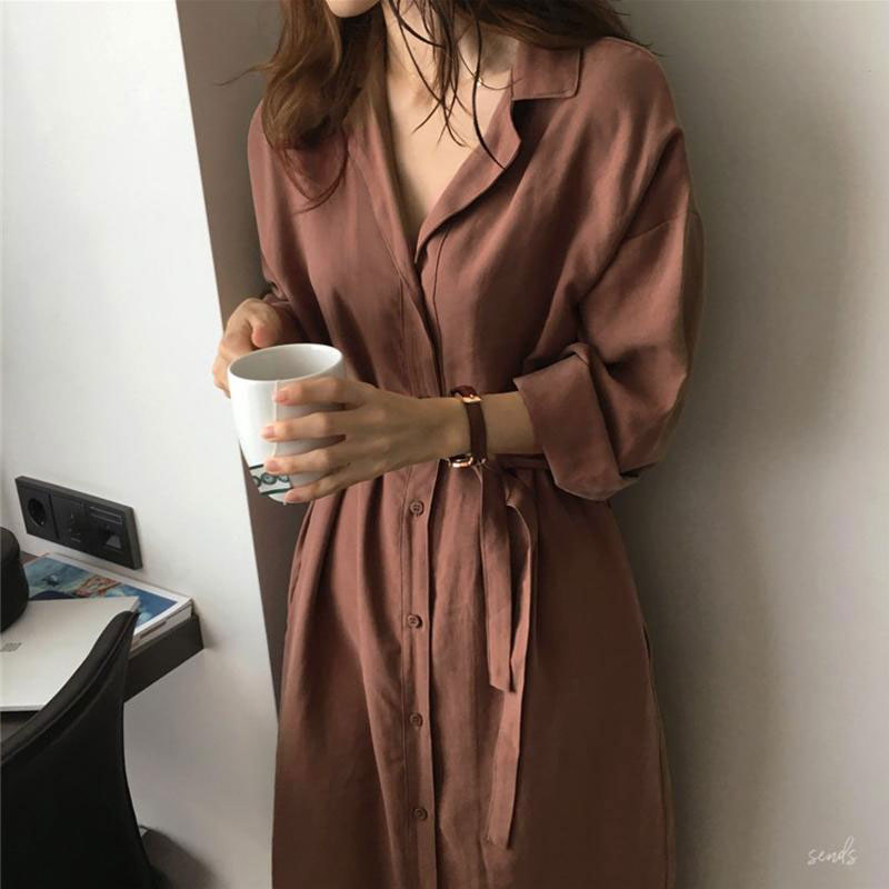 ボタン付きロングワンピースカーディガン2スタイル