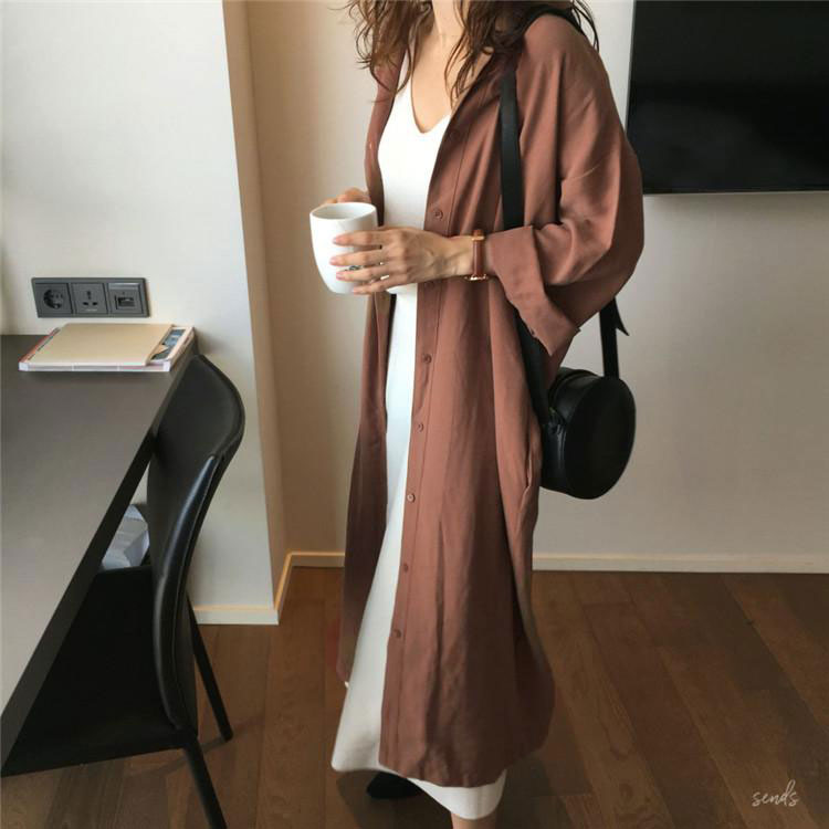 ボタン付きロングワンピースカーディガン2スタイル